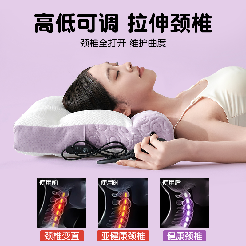 友智友眠反牵引暖颈成人护颈枕富贵包颈椎枕牵引热敷睡觉分区枕头