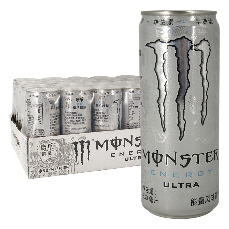 可口可乐魔爪无糖饮料330ml*12/24罐魔爪能量清爽型白罐装 新日期