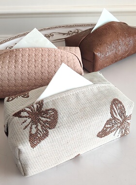 原创小众法式中古风高级感2026新款纸巾盒家用客厅纸巾收纳包