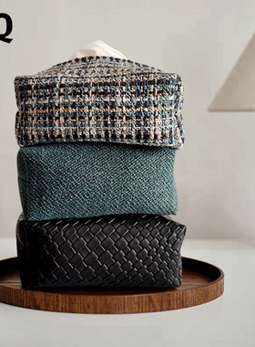 孔雀绿色2025新款纸巾盒高级感家用客厅中古风轻奢茶几纸巾收纳包