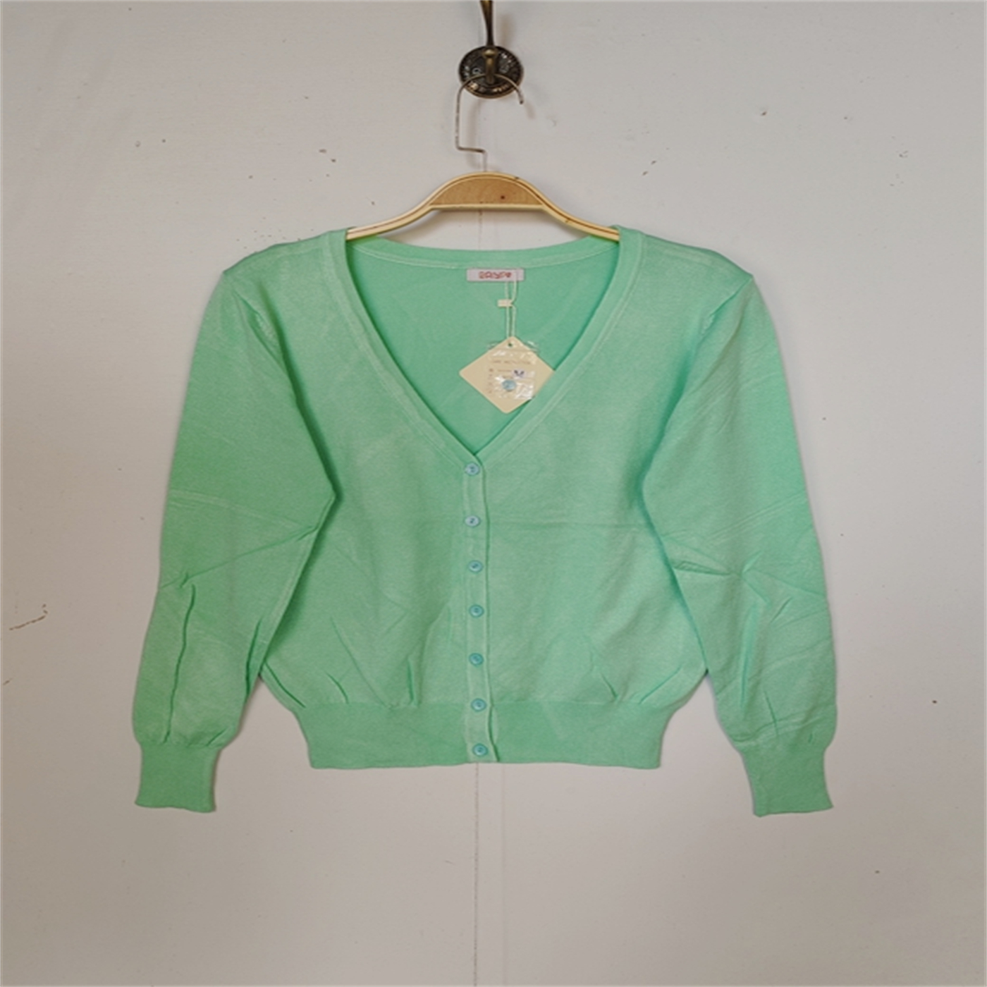 外单外贸针织女长袖轻薄小香风V领开衫外套糖果色防晒遮阳春秋