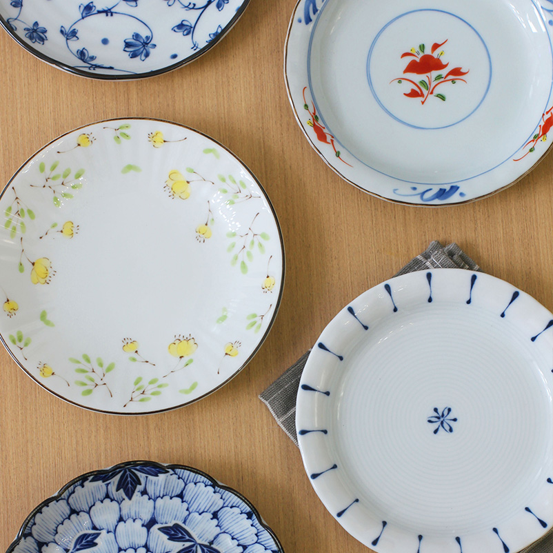 日本进口蓝芽野花陶瓷骨碟