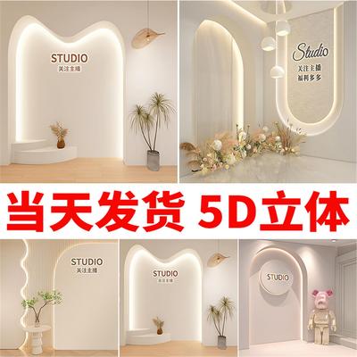 服装轻奢直播间背景墙3d立
