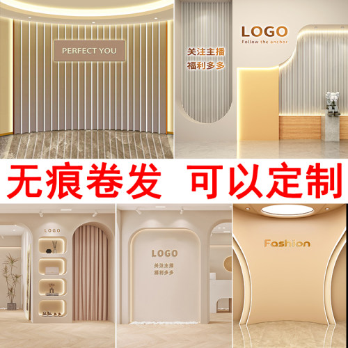 服装轻奢直播间背景墙3d立