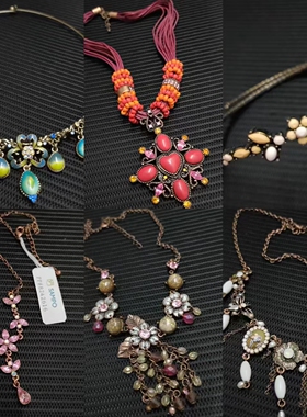重工花卉夸张中古多材质层次穿搭复古欧美项链毛衣链项圈孤品合集