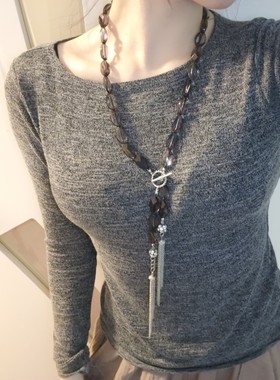 黑色小众品牌个性欧美风潮长项链