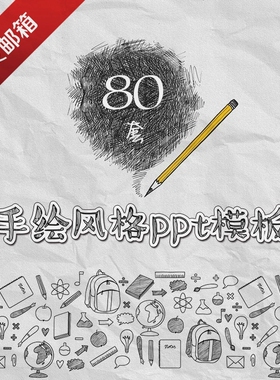 卡通手绘风格PPT模板，毕业答辩必备！黑板绘画课件演示素材