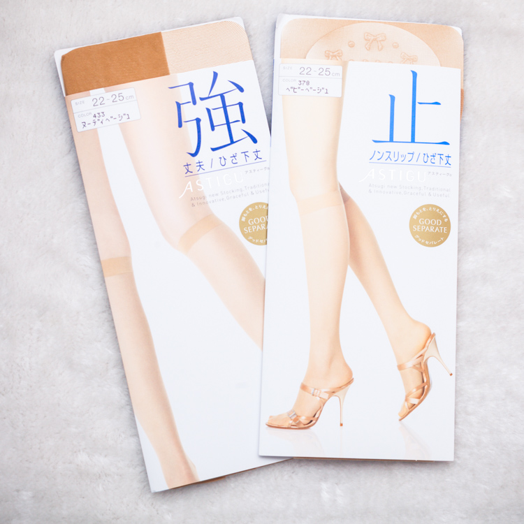 日本astigu厚木ATSUGI强压素肌膝下高中长筒袜中筒袜天鹅绒丝袜