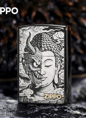 zippo打火机正版一念佛魔 正品煤油防风火机男生日告白礼物送男友