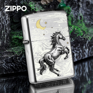 zippo打火机 铁马踏浪归防风煤油生肖马贴章新年情人节礼物送男生