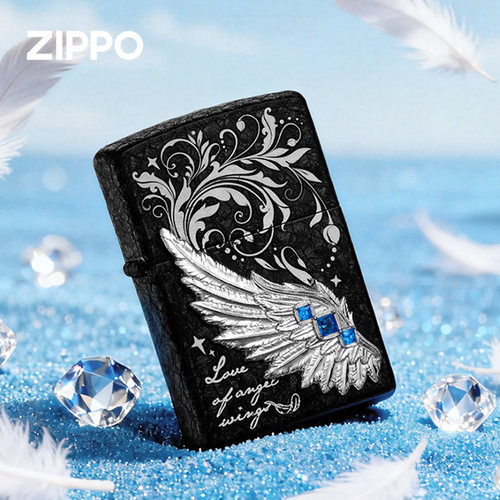 zippo打火机正品黑裂冰热恋之翼