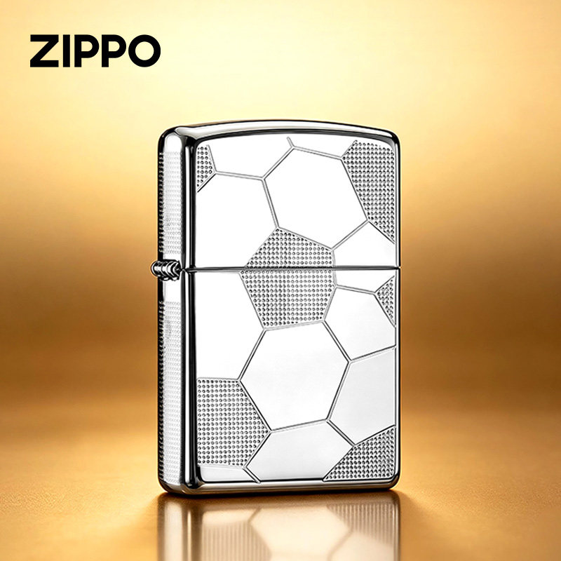 zippo打火机正品 金球之刻 磨砂双面雕刻足球 送男朋友七夕节礼物