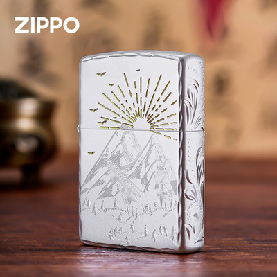 zippo打火机正版官方正品日出金山防风煤油火机送男生日告白礼物