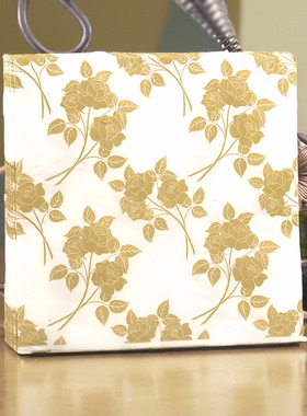 金色树叶印花餐巾纸酒店摆台纸布生日插杯花纸巾蝶骨巴特手工纸巾