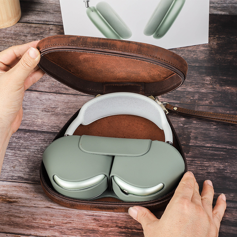 复古真皮套AirPods Max保护套疯马皮牛皮收纳包头戴式蓝牙耳机包