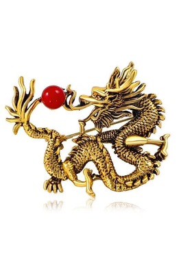 金银龙胸针道具配饰别针毛衣大衣包包徽章绿蓝红龙戏珠cosplay