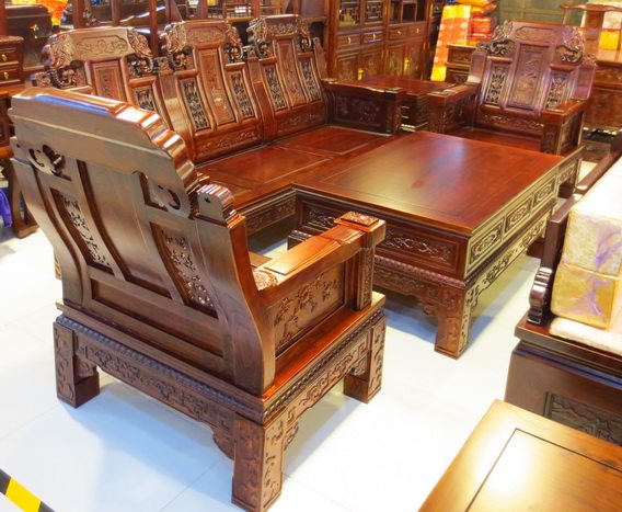 御香居老榆木仿古家具象头沙发六件套