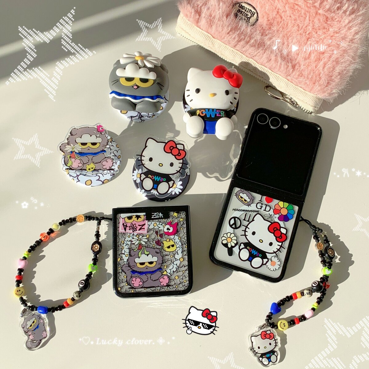 韩国权志龙GD小雏菊可爱zoa小猫磁吸支架适用三星galaxyz