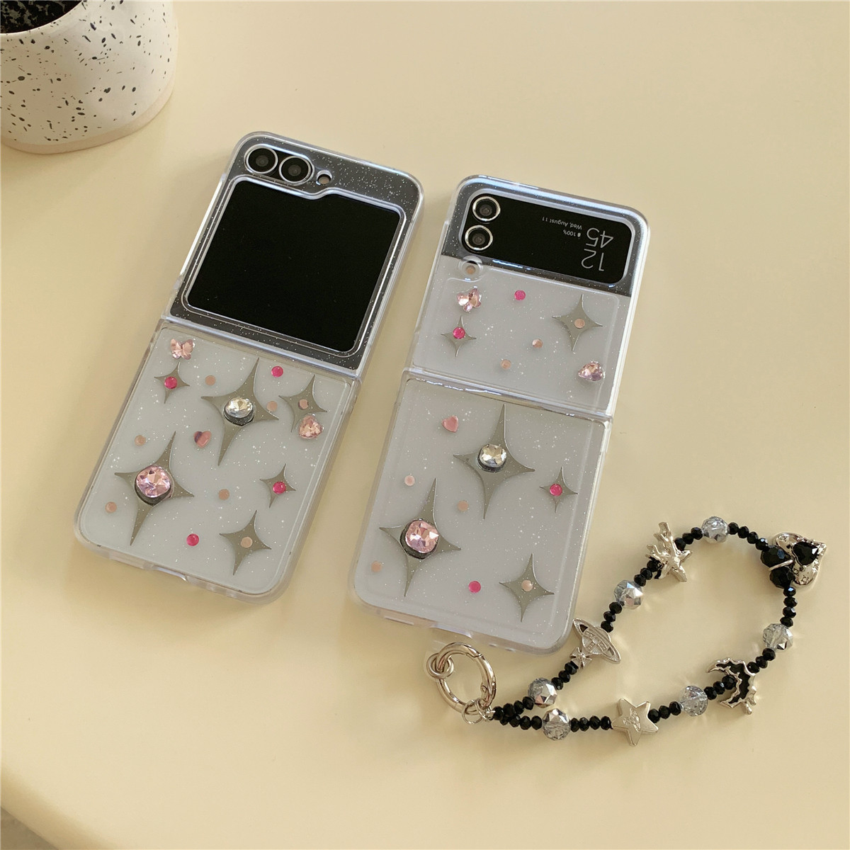 滴胶星星水钻适用三星GalaxyZFlip5折叠屏小米mixflip保护套zflip6/4/3手机壳新款w24flip全包防摔OPPOn3flip