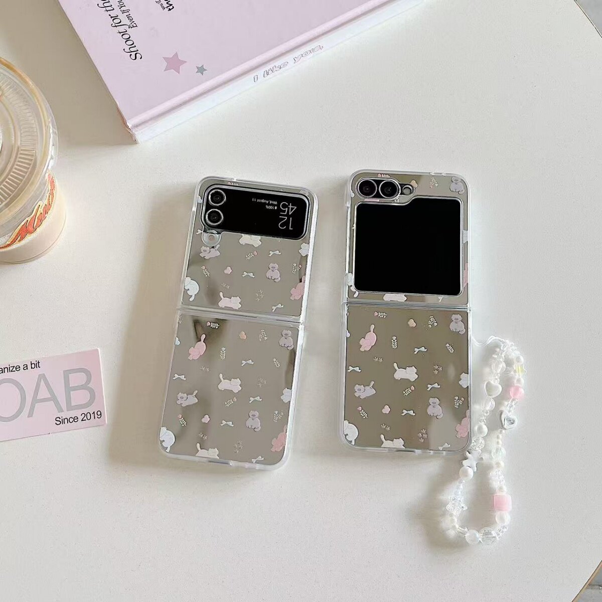 可爱小猫咪适用三星GalaxyZFlip6折叠屏保护套zflip5手机壳新款w24flip全包防摔Flip4/3镜面小米mixflip荣耀