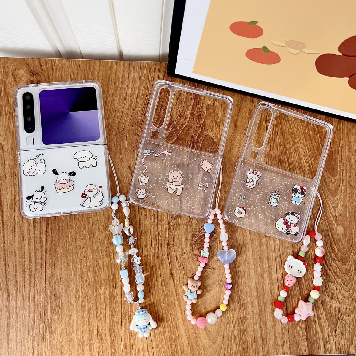 卡通可爱贴纸kitty猫小鹅适用华为novaflip手机壳全包新款Pura X典藏版折叠屏p50宝盒翻盖Pocket 2防摔保护套