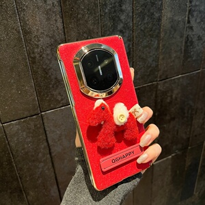 可爱满天星空闪红色毛绒小马支架适用华为Mate X7手机壳折叠屏保护套matex6全包防摔壳膜一体x5典藏版x3马年