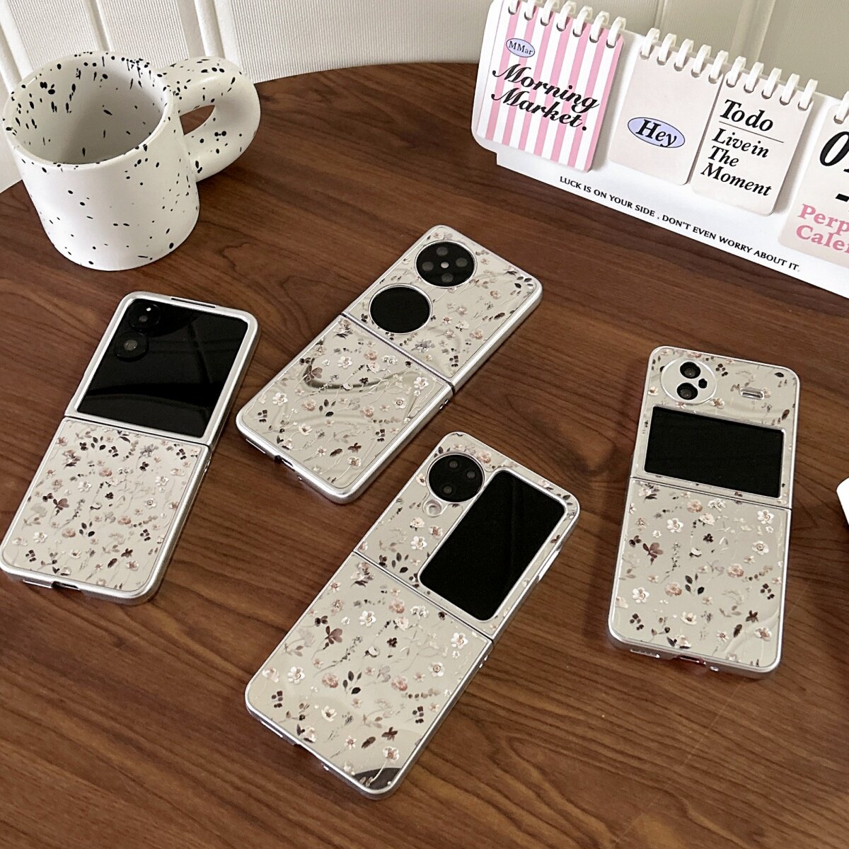 ins复古欧美镜面玫瑰花适用华为pocket2s手机壳折叠屏novaflip女款Pura X防摔荣耀magicvflip全包小米mixflip