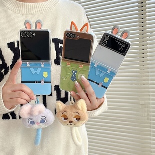 卡通立体耳朵朱迪尼克服装适用三星GalaxyZFlip7/6/5手机壳保护套w24flip折叠屏全包小米Flip2挂绳荣耀vflip2