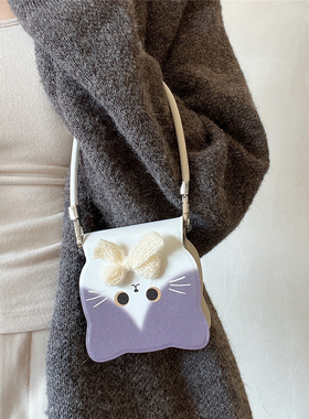 可爱灰色蝴蝶结猫咪头挂绳适用三星ZFlip5/6手机壳折叠屏w24flip3防摔华为Pocket2/s保护套vivoXFlip皮质nova