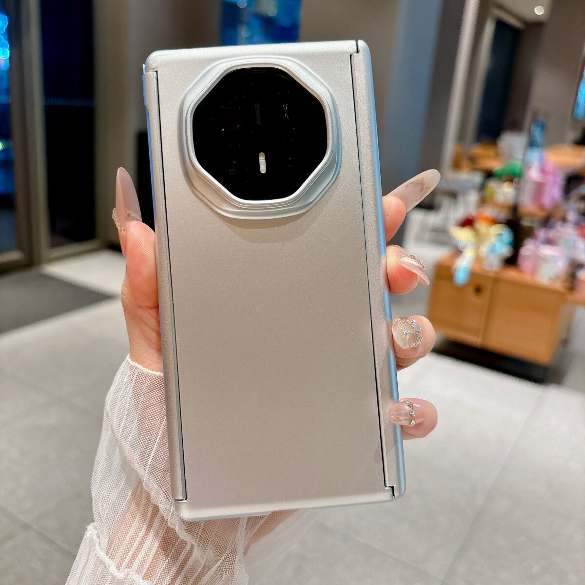 适用华为MateXT三折叠手机壳新款MateXTs非凡大师小众金属漆肤感磨砂银色全包防摔matext简约纯色双中轴保护