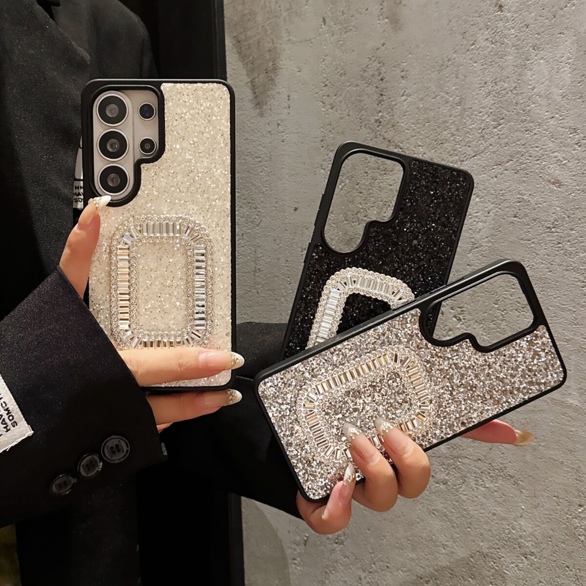 泫雅风闪粉闪钻方块适用韩国三星Galaxy S26 Ultra手机壳保护套s25ultra全包防摔s23/s24Plus艺术女款s26plus