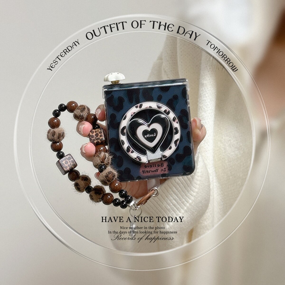 黑豹纹旋转小星星磁吸支架适用三星zflip7/6/5手机壳全包华为PuraX折叠屏小米mixflip保护套护中轴荣耀vflip2