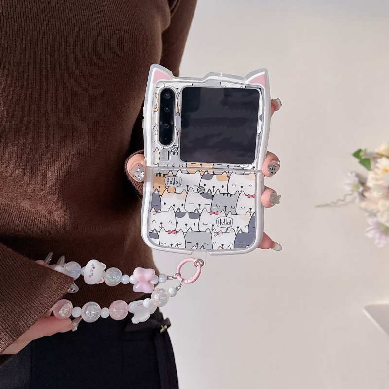 可爱趣味满屏眼镜猫折叠屏手机壳