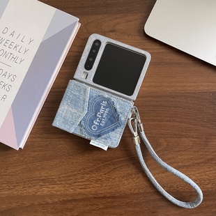 韩国小众ins网红超火牛仔布爱心卡包手绳适用华为PuraX手机壳折叠pocket2典藏版purax翻盖保护套小米mixflip2
