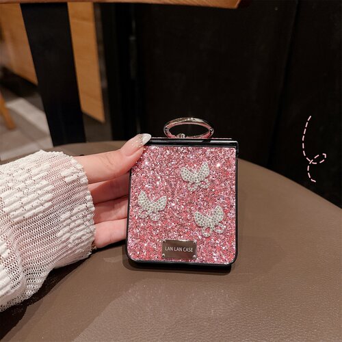 可爱闪钻蝴蝶折叠屏手机壳全包