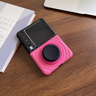 ins简约纯色黑拼接玫红撞色适用华为purax手机壳典藏版 折叠屏Pocket2保护套小米mixflip硅胶磁吸支架XFlip2女