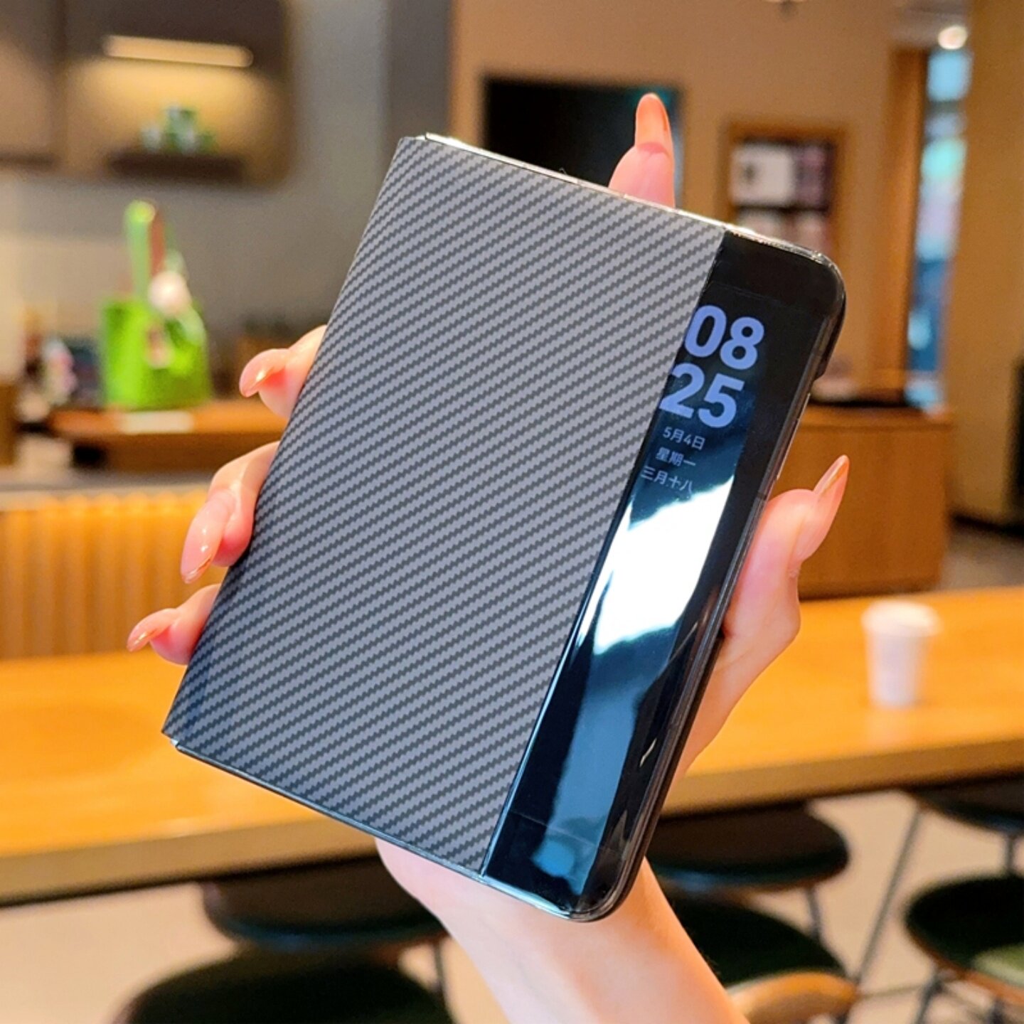 简约商务碳纤维纹翻盖皮套适用华为puraxmax折叠屏手机壳磁吸保护套PuraXMax典藏版全包防摔翻盖PURAXMAX男女