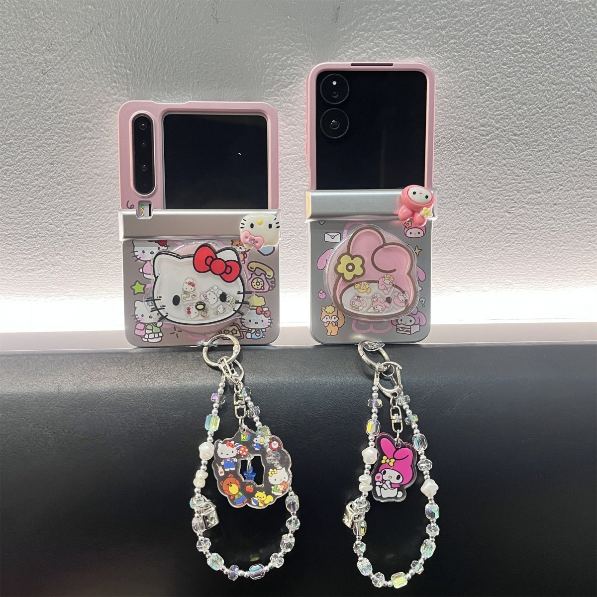 可爱韩国卡通线条美乐蒂kitty猫适用华为PuraX折叠屏护轴Pocket2保护套小米mixflip手机壳荣耀vflip2磁吸支架