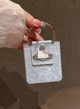 牛仔布星球kt猫咪金属扣适用三星zflip5/6/7手机壳折叠屏oppofindn3flip华为purax保护套新款小米MIXFlip2女