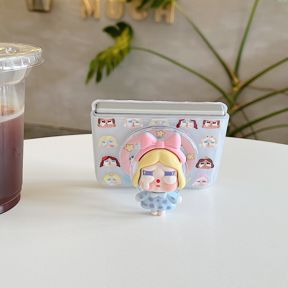 波漾壳透明白哭娃小头像磁吸支架手机壳适用华为PuraX折叠屏保护套典藏版新款pocket2翻盖防摔三星zflip7/5/6