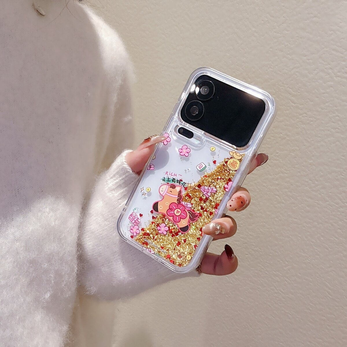 闪粉流沙马上有钱桃花适用小米17promax保护套手机壳17PRO全包防摔xiaomi17马新苹果16pro可爱iPhone15ProMax