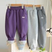 中大童春冬保暖裤 儿童双层运动裤 男童女童双层棉布舒适长裤