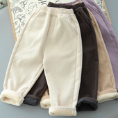 子中大童瘦长裤 儿童一体绒休闲裤 秋冬男女童加绒加厚百搭保暖裤