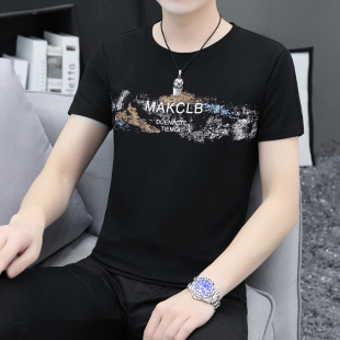 短袖 纯棉上衣短衫 2026新款 半截袖 潮流体恤 带字母印花t恤男装 男士