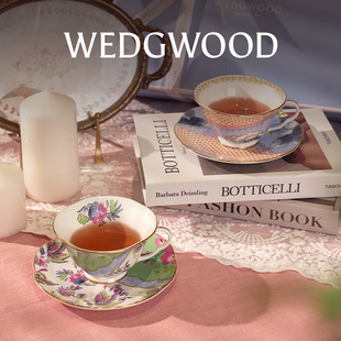 WEDGWOOD威基伍德花间舞蝶2杯2碟礼盒装 骨瓷咖啡杯茶杯碟送礼