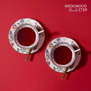 WEDGWOOD威基伍德幸运彩雀茶2杯2碟骨瓷茶杯碟茶具礼盒生日礼