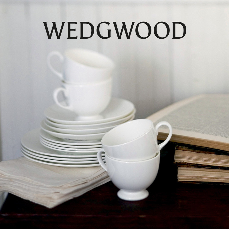 【秒杀】WEDGWOOD威基伍德纯白系列一人食4件组骨瓷碗盘杯碟
