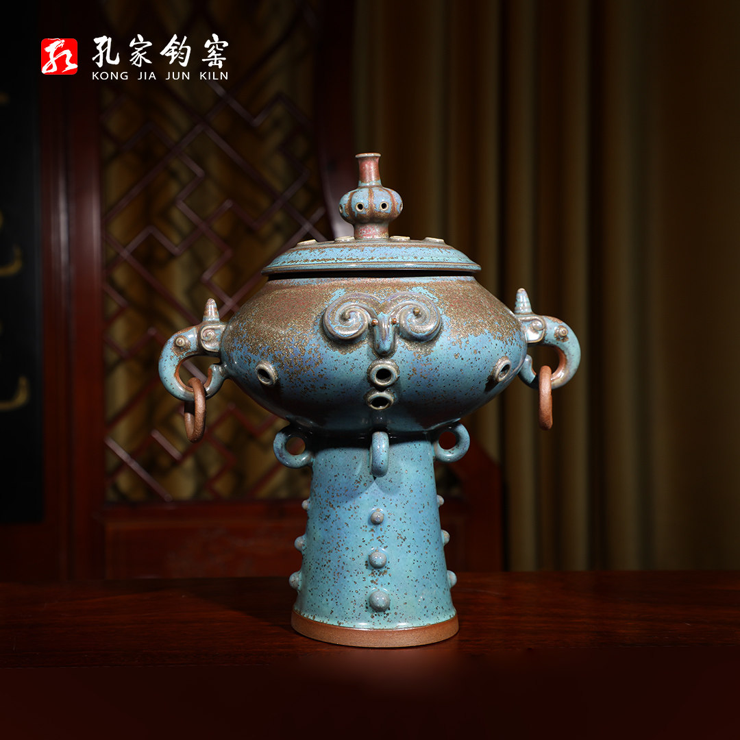 孔家钧窑【吉祥炉】神垕钧瓷工艺品陶瓷摆件室内家用香熏炉香炉