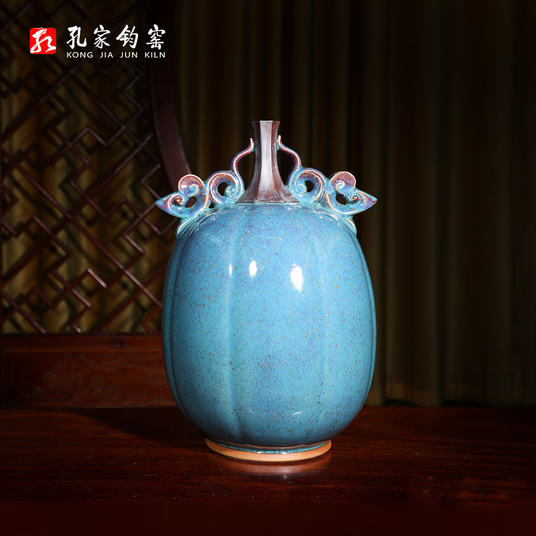 孔家钧窑【属你有福】神垕钧瓷陶瓷礼品纯手工拉坯摆件家居装饰品