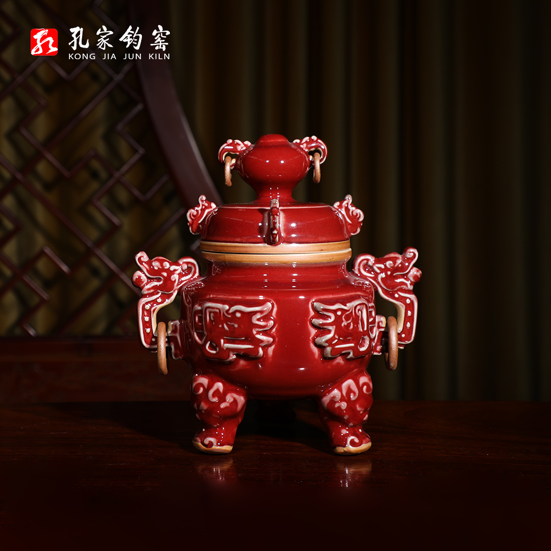 孔家钧窑花瓶摆件家居饰品当代钧瓷官窑